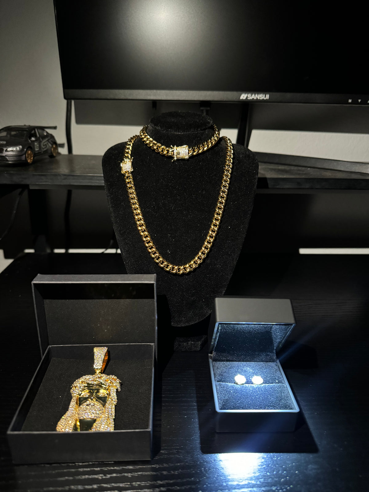 Oferta Especial Cadena, Pulsera, Pendant y Pantallas Moissanite